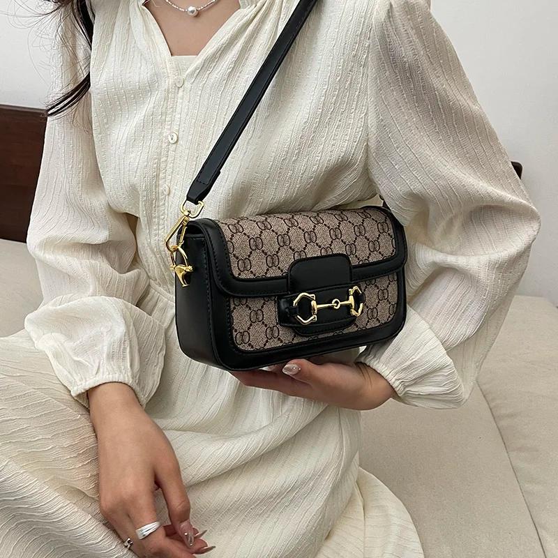 Sac bandoulière vintage imprimé Horsebit pour femme, collection Printemps 2026 - Petit sac à bandoul