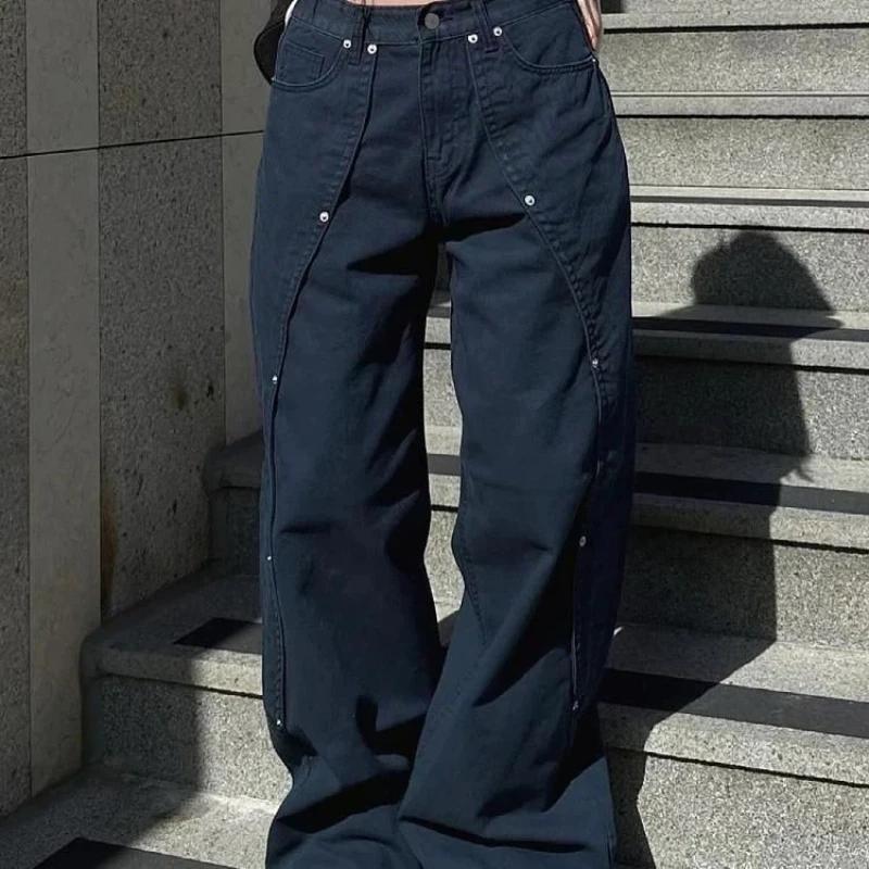 Jean pour femme Y2k, vêtements décontractés, coupe ample, pantalon à jambes larges, Style rétro amér