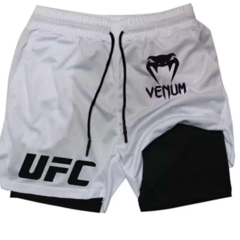 Shorts de sport UFC pour homme, taille européenne, double couche, confortables, respirants, avec poc