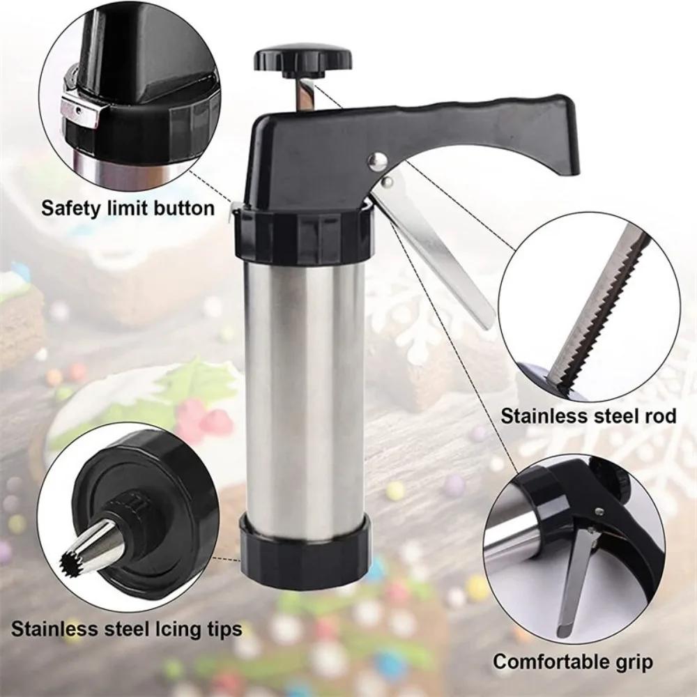 Pistolet à Biscuits en Acier Inoxydable, Outils de Cuisson, pour Décoration de Crème, de Gâteau, Mac