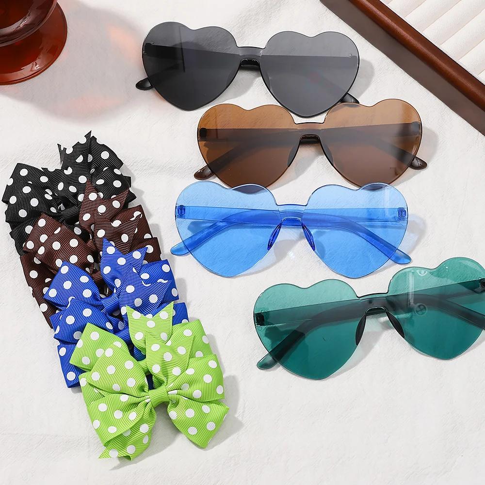 Pinces à cheveux à pois solides pour filles, 3 pièces/paquet, Boutique, pinces à cheveux, cœur color