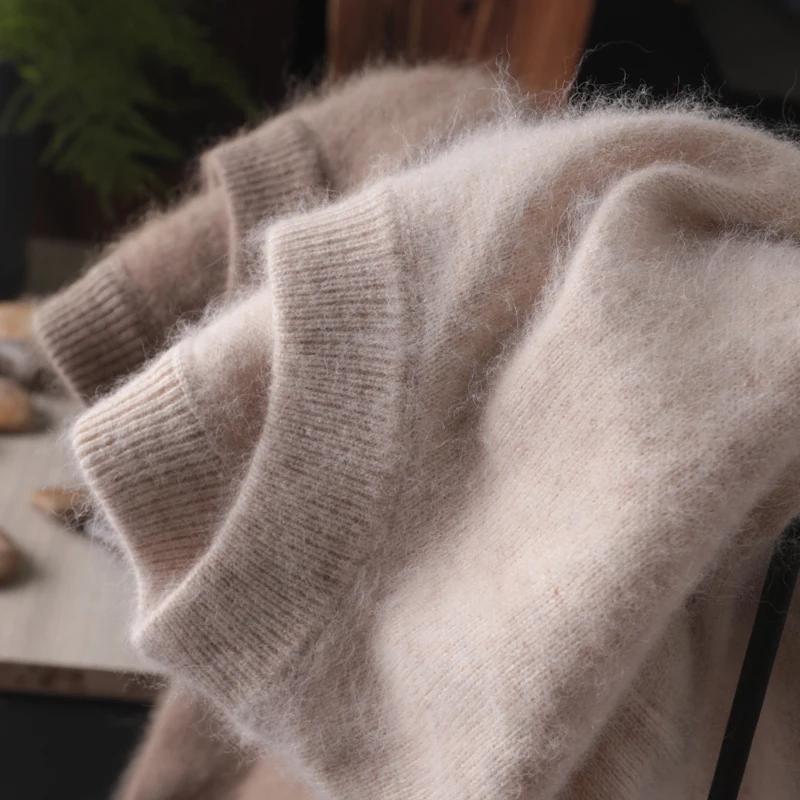 Pull en cachemire de vison pur pour hommes, col rond, tricot, grande taille, nouveaux hauts d'hiver,