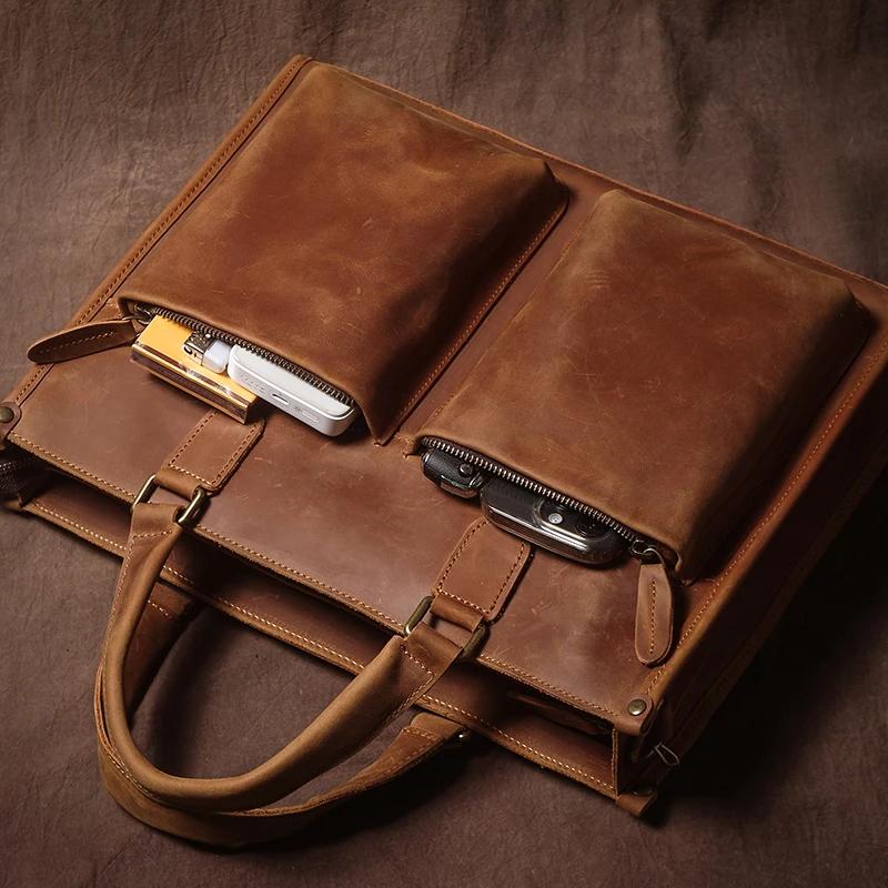 GURO-Sac à Main en Cuir group pour Homme, Étui à Bombes de Luxe, Sac à Bandoulière Vintage pour Ordi