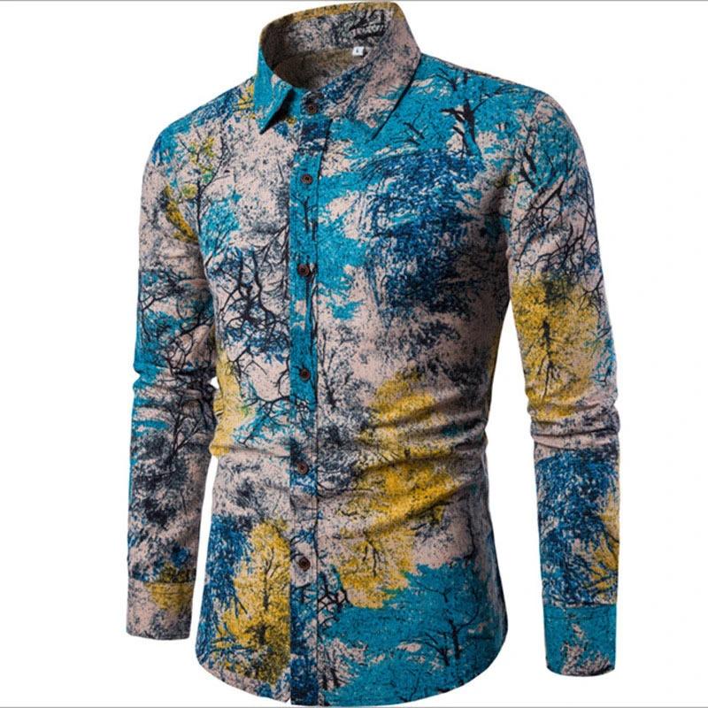 Chemises Baroques 3D pour Hommes, Manches sulf, Chemise Sociale de Luxe, Revers Respiré, Économie en