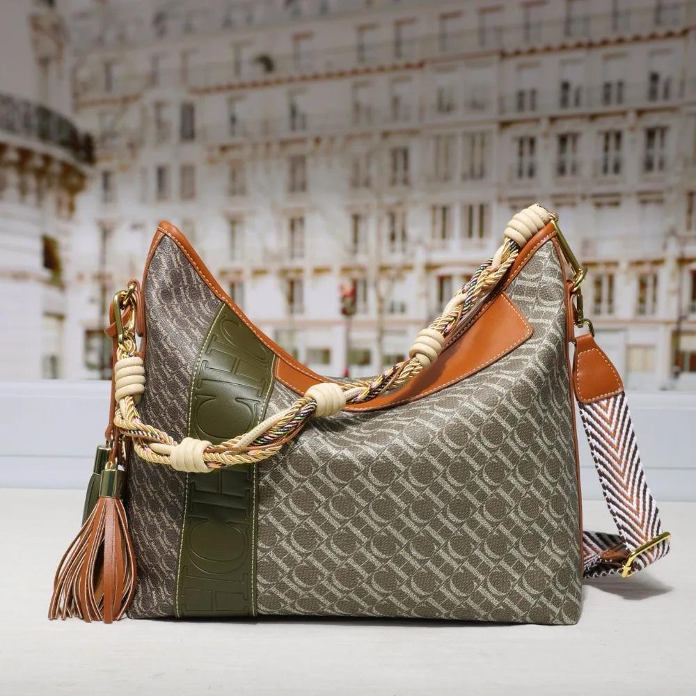 Sac fourre-tout pour femme CHHC, texture premium, multifonctionnel, sac bandoulière, design imprimé 