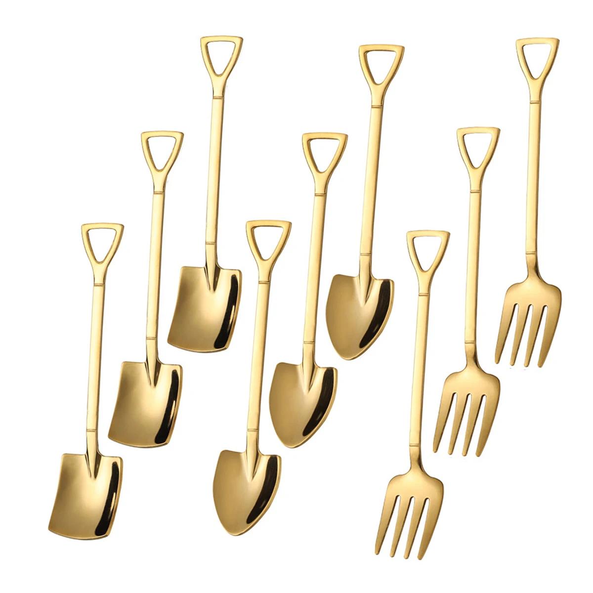 Pelle carrée en acier inoxydable, fourchette pointue, dit dessert, gâteau, fourchette, cuillère, fru