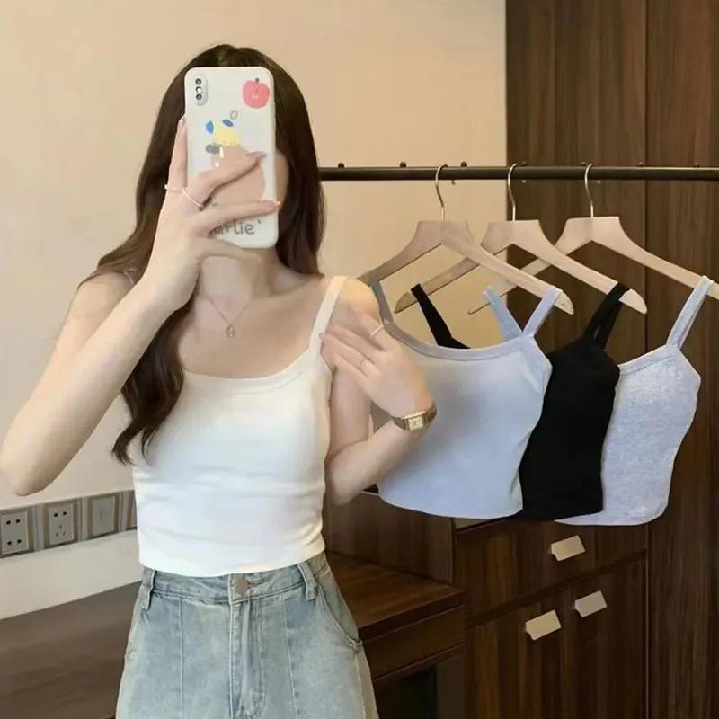 Haut court femmes Sexy hauts sans manche mode femme sous-vêtements dame Camisole fille basique T-shi