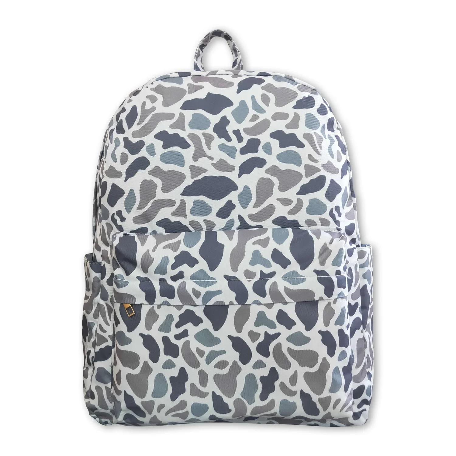 Sac à dos camouflage gris pour bébés et enfants garçons, avec fermeture éclair