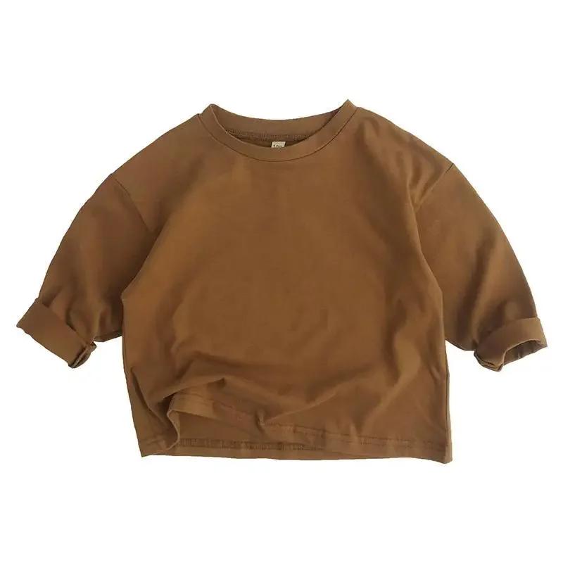T-shirt en coton à manches longues pour enfants, haut à la mode pour garçons et filles, vêtements po