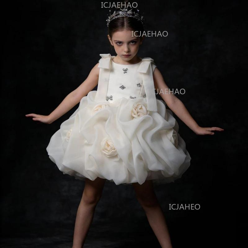 Robe Tutu sans manches pour filles, en satin, pour fête, soirée, anniversaire, concours de beauté, r