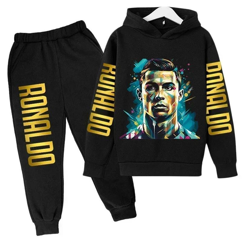 Ensemble de vêtements pour enfants à la mode d'automne, imprimé Ronaldo, sweat-shirt + pantalon, ens