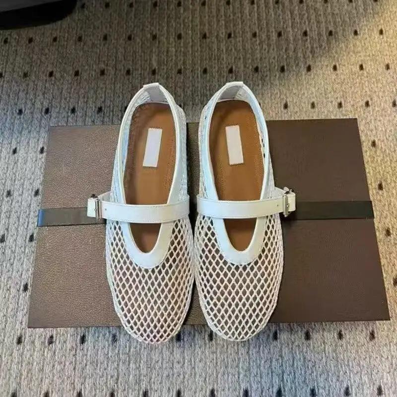 Sandales en cuir respirantes pour femmes, style français, à semelle plate, ajourées, type Mary Jane,