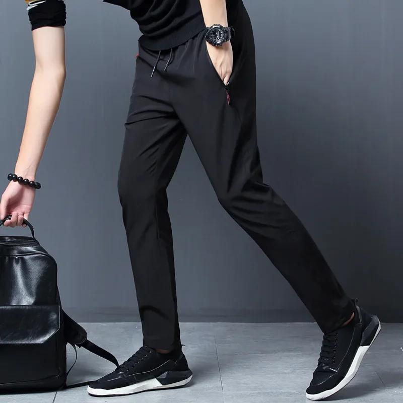 Pantalon décontracté pour hommes, coupe droite, Slim, taille élastique, survêtement coréen classique