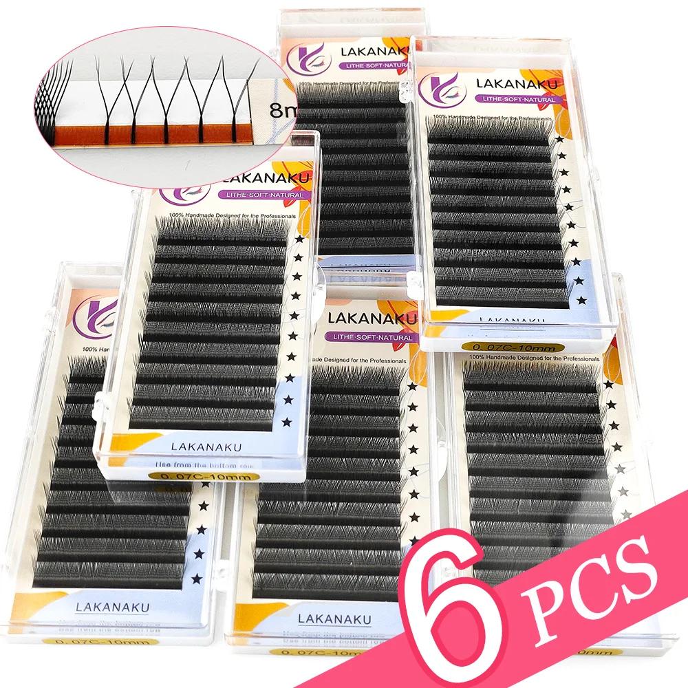 LAKANAKU Cilios YY Extensions de cils 6 plateaux cils 0.07 C D 8-12 mélange YY cils naturel doux pré