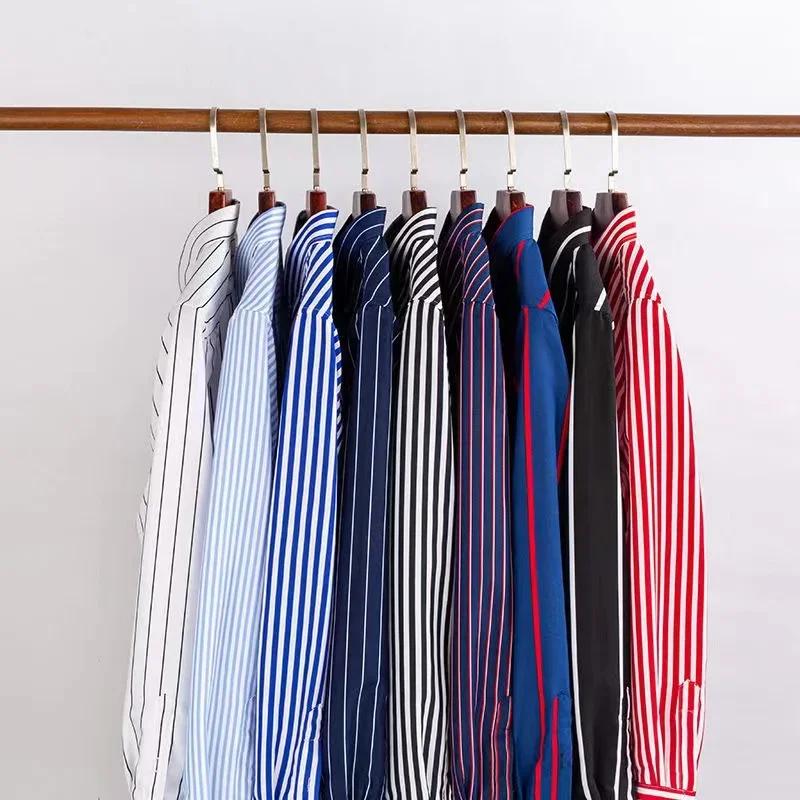 Chemise rayée à manches longues pour hommes, chemises d'affaires décontractées, coupe couvertes, san