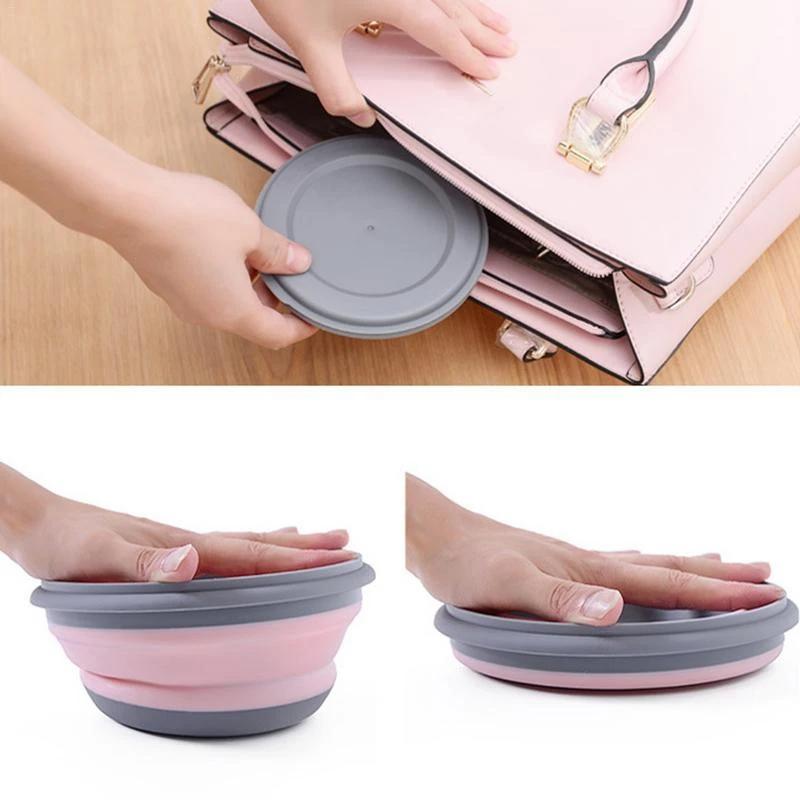 Boîte à déjeuner pliante en Silicone avec couvercle, ensemble de bols de Camping de pique-nique port