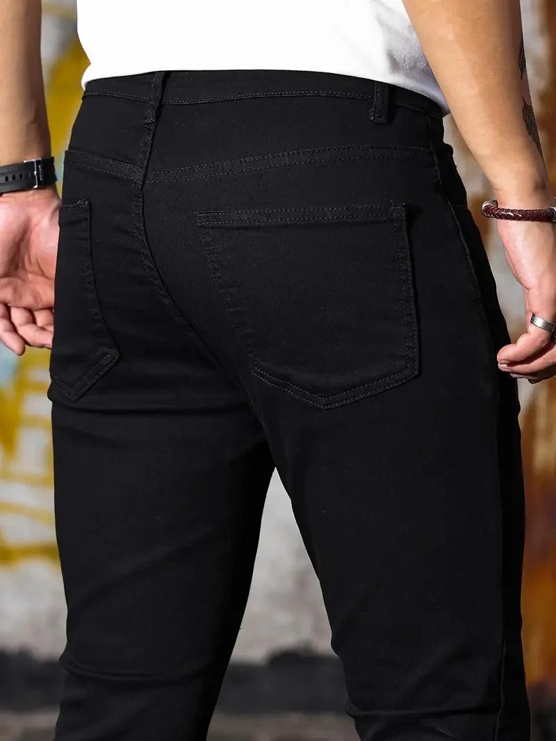 Homme pantalon rétro lavage fermeture éclair Stretch jean décontracté coupe ajustée pantalon mâle gr