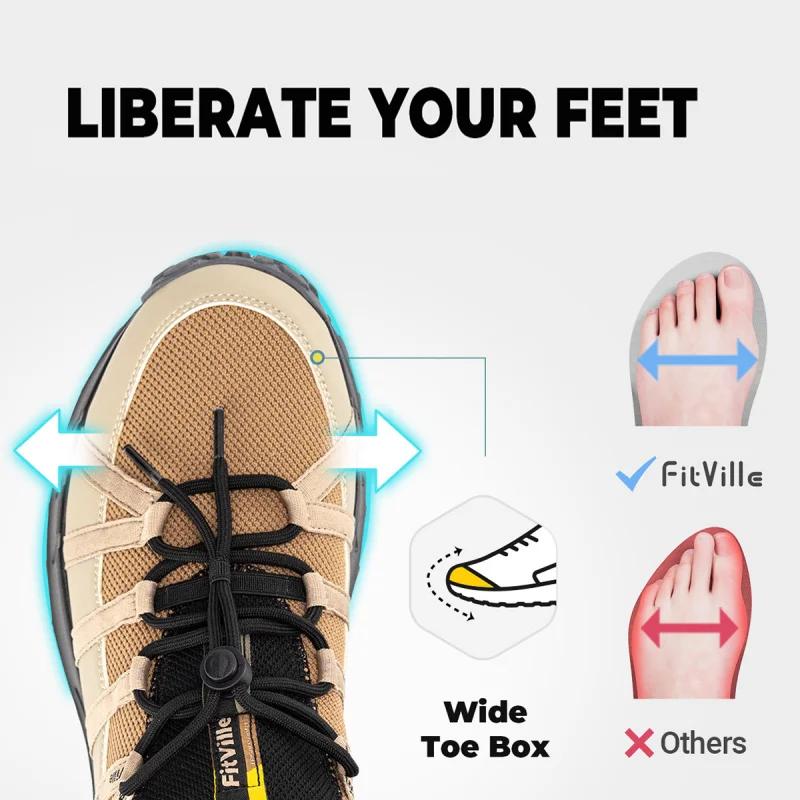 Chaussures de randonnée FitVille pour hommes, larges, à enfiler, pour la marche en extérieur, avec s