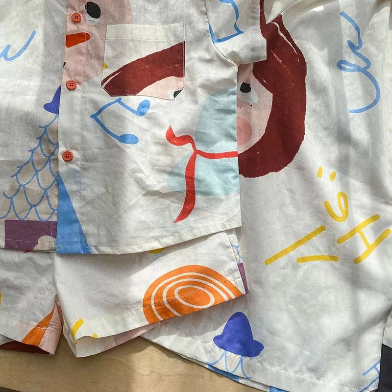 Ensemble de vêtements d'été amples pour enfants : Robe mignonne à motifs graffiti pour filles et che