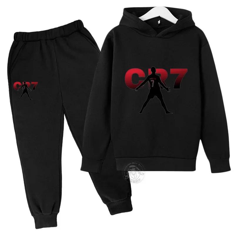 Ensemble de sport pour enfants printemps-automne, vêtements imprimés football CR7, ensemble deux piè