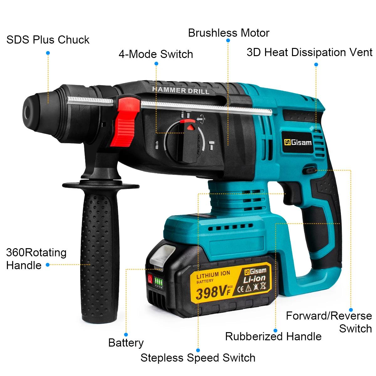 Makita – perceuse à percussion électrique sans balais de 26mm, marteau rotatif multifonctionnel, mar