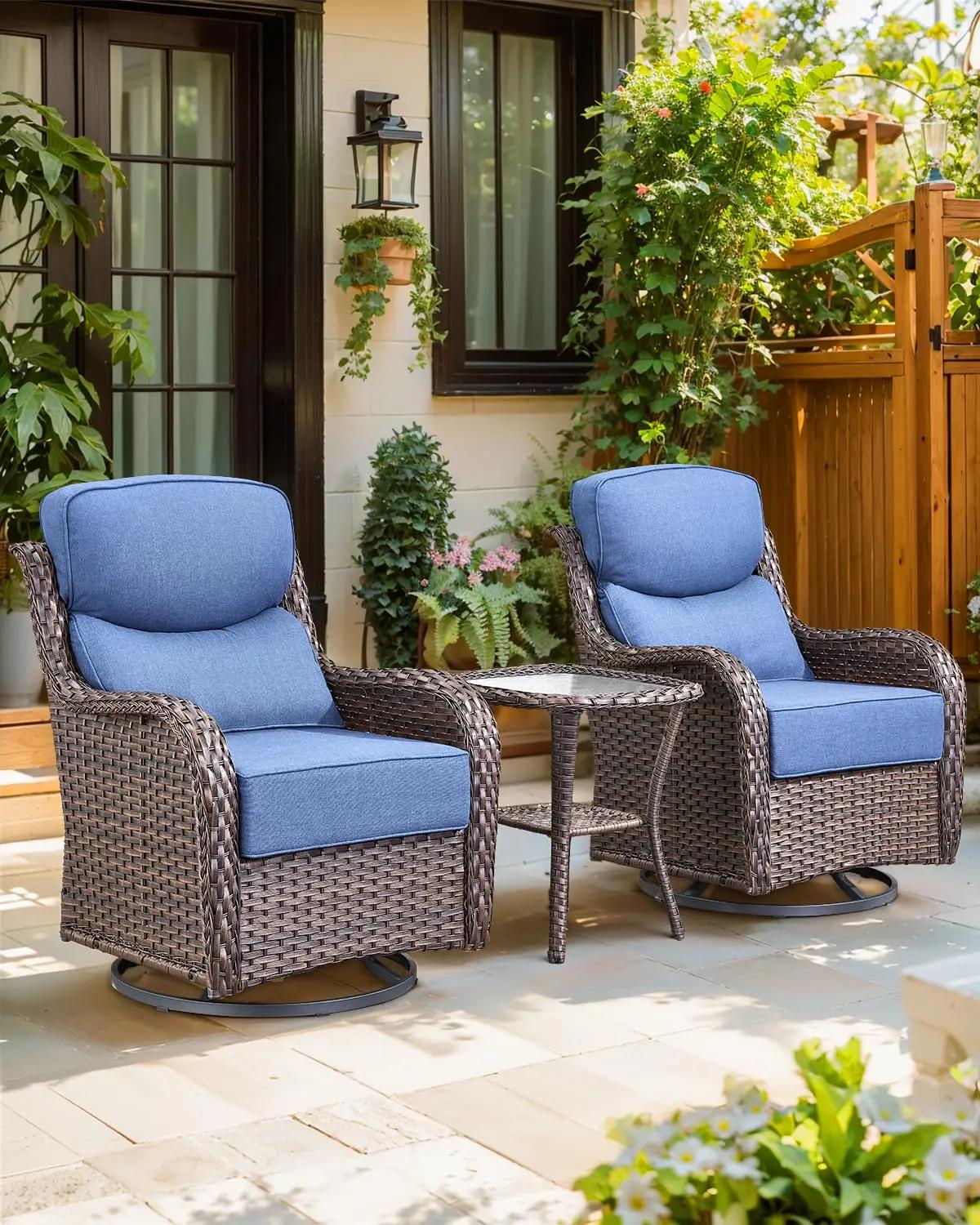 Ensemble de coussins de patio 24x24x6 po, 5 pièces, zippés, résistants à l'eau, pour chaise à bascul