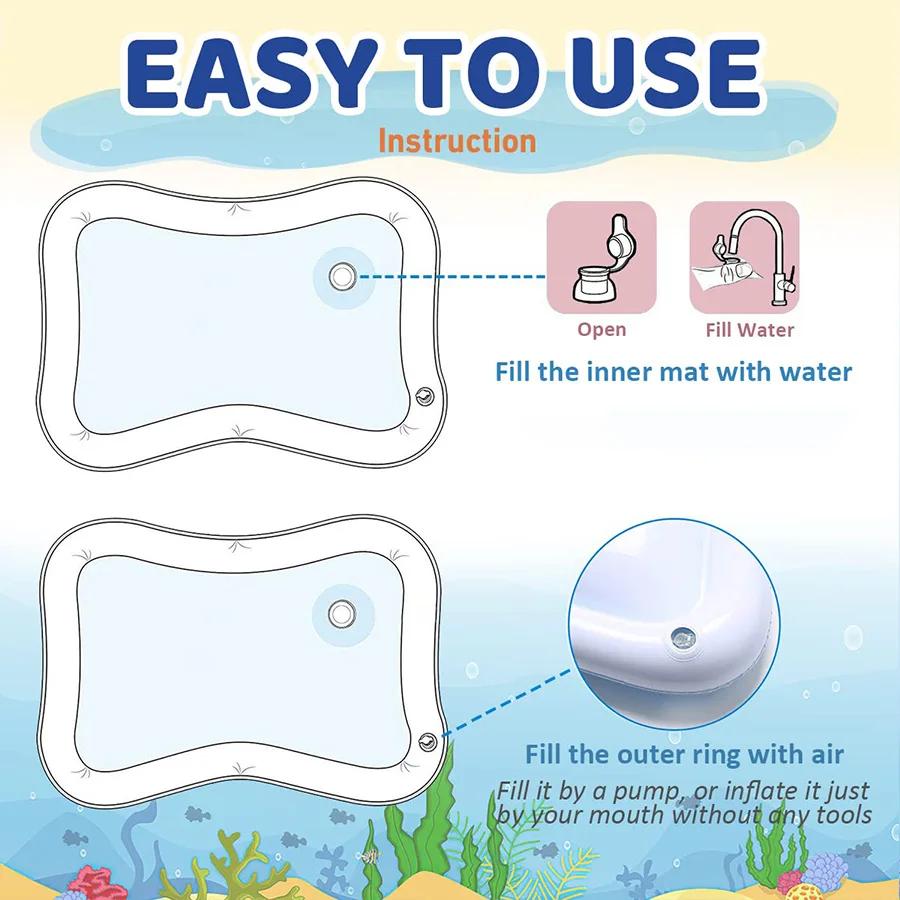 Tapis de jeu d'eau pour bébé, coussin gonflable en PVC pour nourrissons, temps du ventre, coussin d'