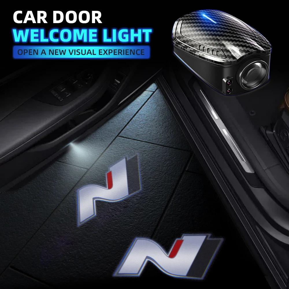 2 pièces USB Rechargeable N Logo porte de voiture HD lampes LED projecteur courtoisie bienvenue lumi