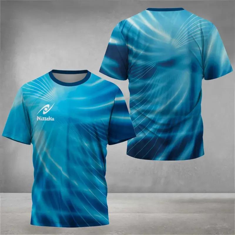 T-shirt de tennis de table pour hommes avec des imprimés numériques mignons, T-shirt de tennis de ta