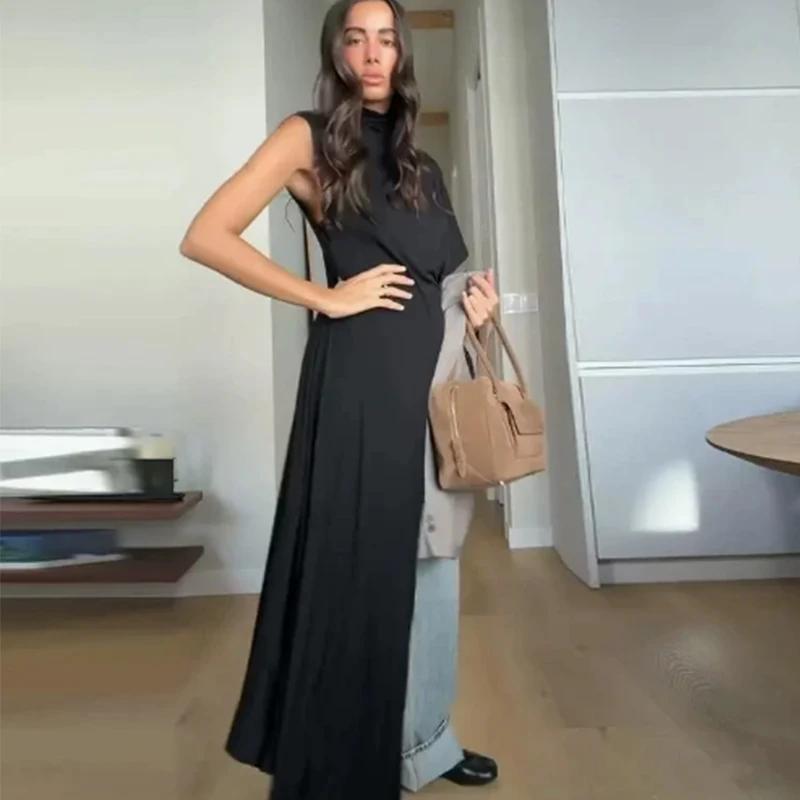 Haut plissé asymétrique noir pour femme, nouvelle collection Printemps-Été 2026, élégant et chic, po