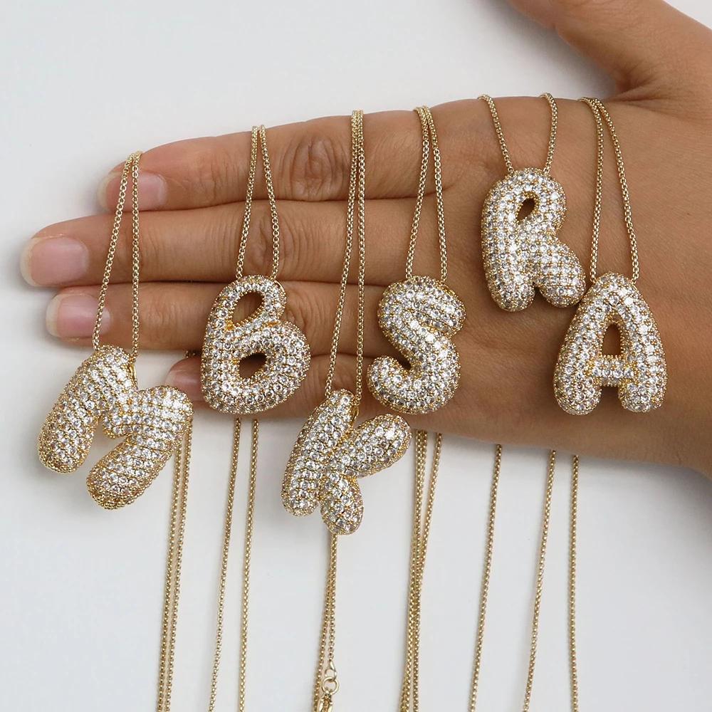 Collier avec initiale en zircon CZ scintillant pour femme, chaîne en forme de boîte, plaqué or, pend