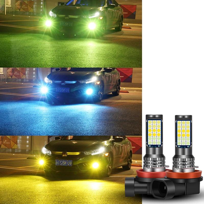 30W 3 couleurs Flash H8 H11 LED antibrouillard double couleurs LED antibrouillard 3030 36SMD H3 H7 H
