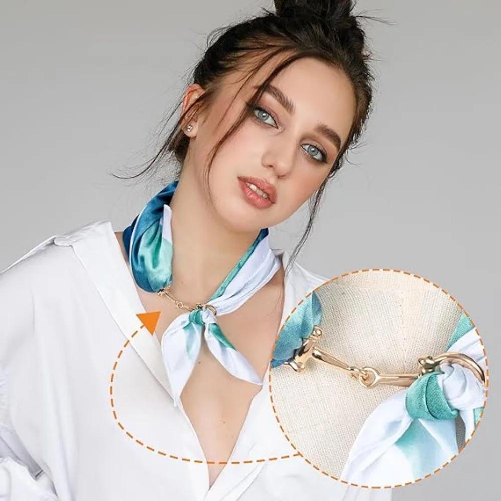 Boucle universelle pour écharpe en fer à cheval, 2 pièces, multi-usages, en métal, coins simples et 