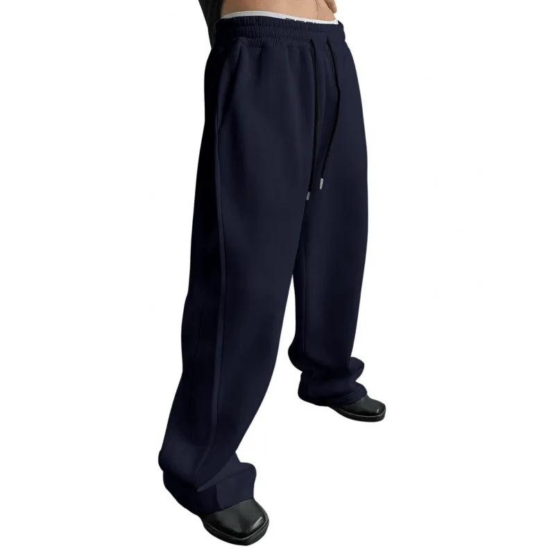 Pantalon de survêtement pour hommes, cordon de serrage, jambe droite, jambes larges, coupe ample ave