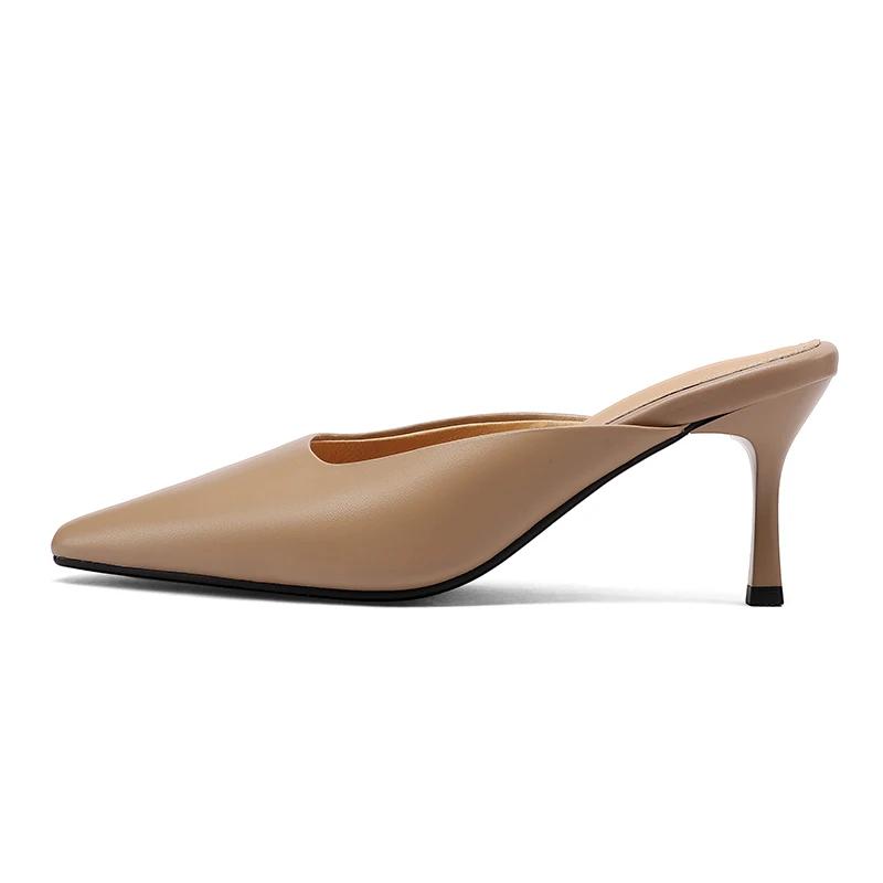 SmallHut 2026 – Nouveauté Été – Mules en Cuir Véritable pour Femme – Sexy, Noires, Abricot, Bordeaux