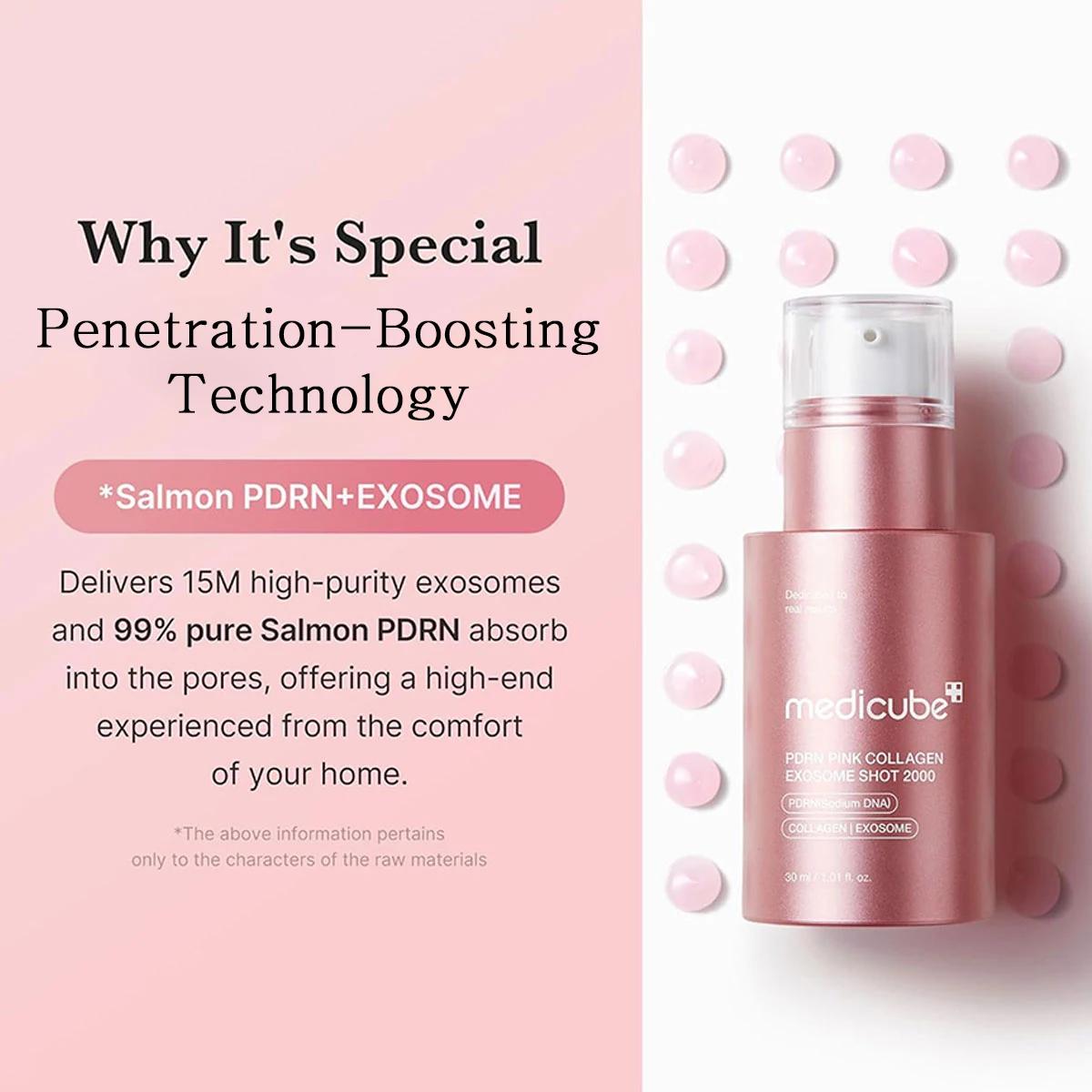Medicube PDRN Pink Collagen Exosome Shot, Lissant et à absorption rapide, Aide à maintenir l'équilib
