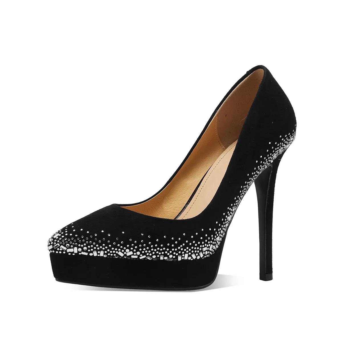 Escarpins à plateforme Arden Furtado en daim de mouton, à bout pointu et talons fins, super talon ha
