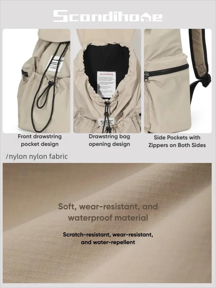 Grand sac à dos imperméable en nylon avec cordon de serrage pour hommes et femmes, compartiment pour