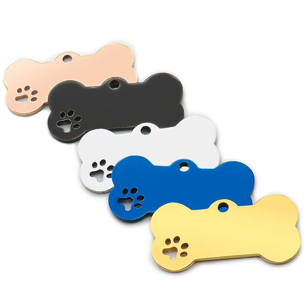 Collier personnalisé en acier inoxydable, étiquette d'identification pour animaux de compagnie gravé