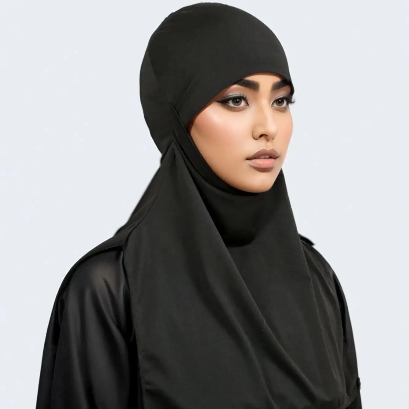 Nouveau plaine musulman ethnique écharpe femmes Hijab islamique musulman Hijab instantané Turban ara
