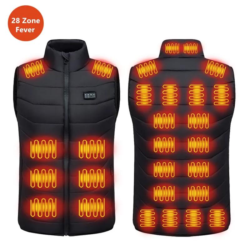 Nouveau ample décontracté col montant hiver 28 zones gilet chauffant Intelligent hommes femmes chaud