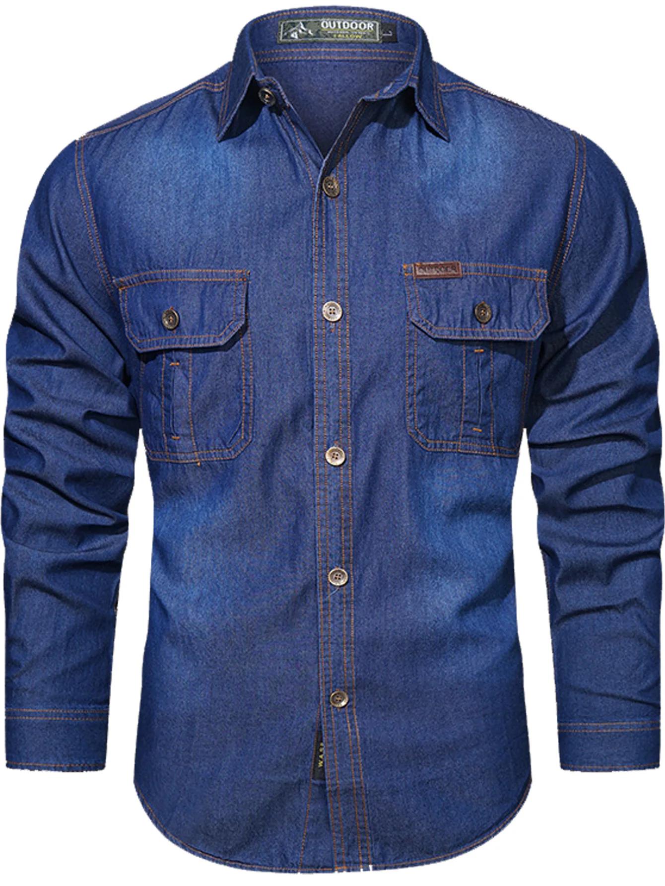FREDD MARSHALL 2025 automne nouvelle mode hommes à manches longues Denim chemise décontracté boutonn