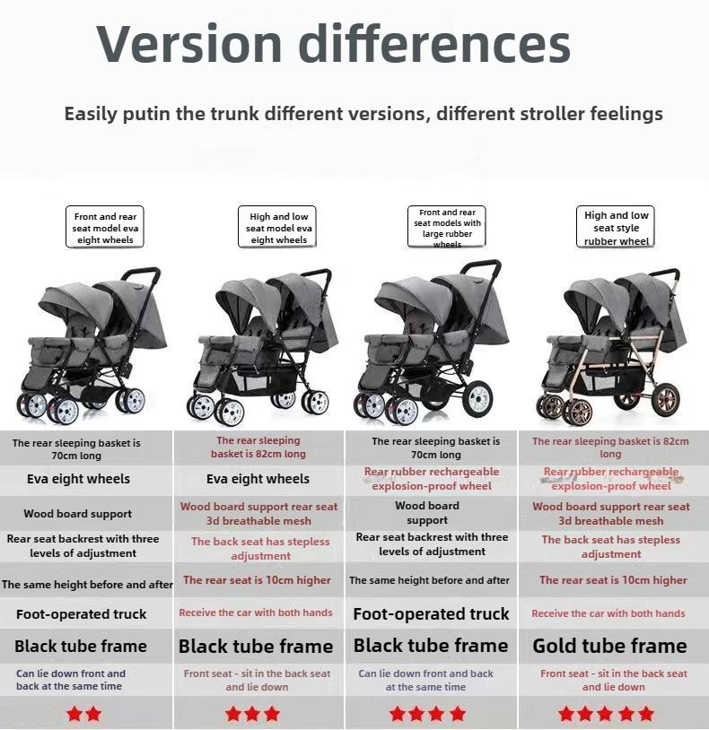 STOCK ue poussettes jumeaux Double enfants deux sièges poussettes chariot pliable vente en gros bébé