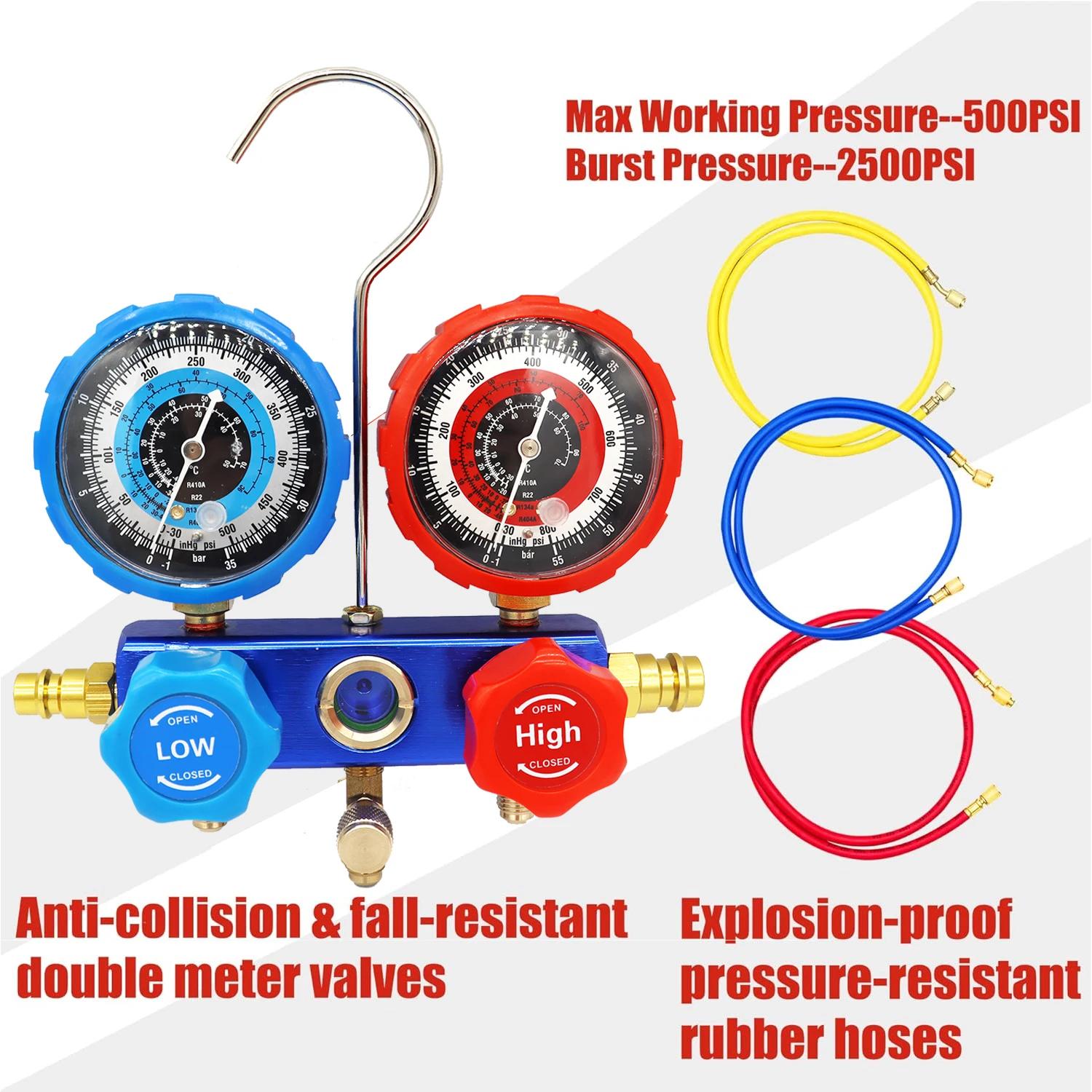 Kit de tuyau de jauge de pression de climatisation de voiture, R22 R-410A R-134a R-404A, ensemble de