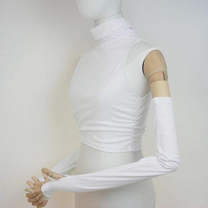 Femme vêtements automne 2025 débardeur manches couverture sans manches plis latéraux col roulé T-shi