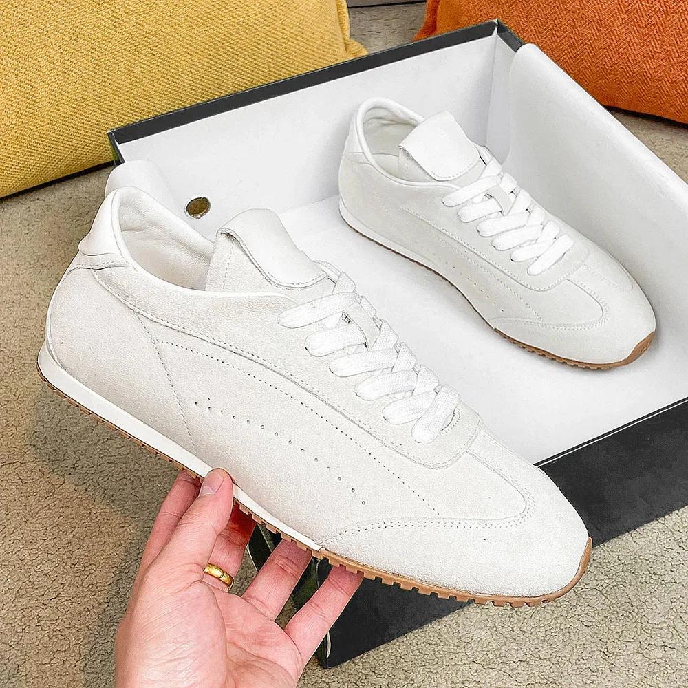 Sneakers unisexes de créateurs pour hommes et femmes, en cuir véritable et daim, chaussures décontra