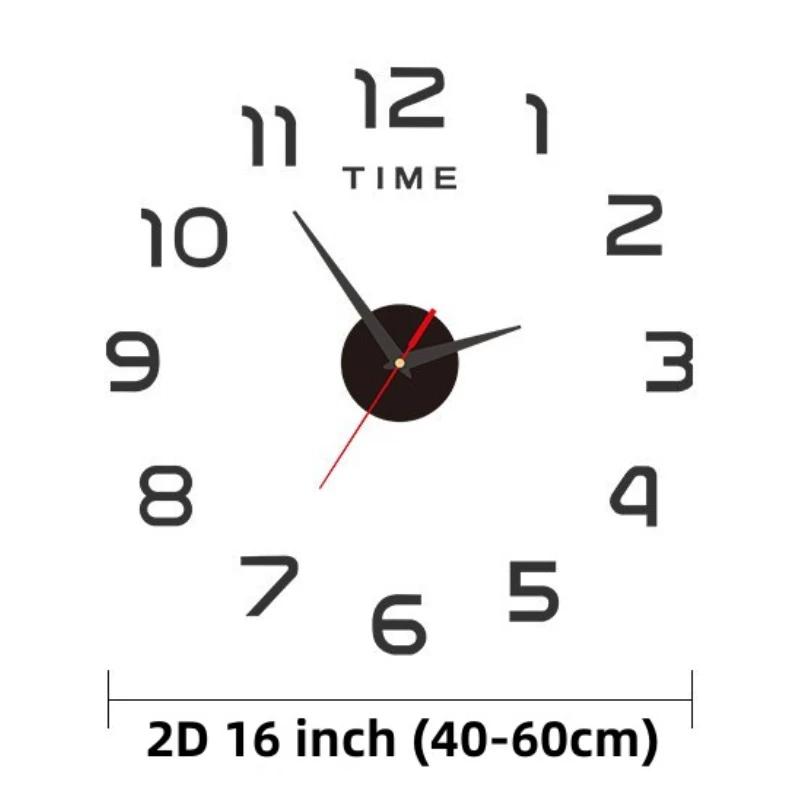 Horloge Murale Grande Taille Design Moderne 2026, Horloge à Quartz 3D DIY, Autocollants Miroir Acryl