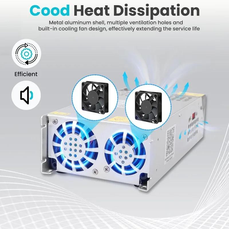 Alimentation électrique DC 12V 125A 1500W, convertisseur 110V AC à 12V DC, adaptateur d'alimentation