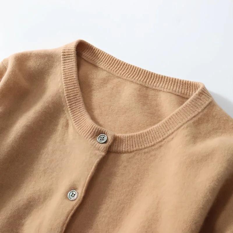 Cardigan amincissant à col rond pour femmes, pull ample, tricoté, haut polyvalent de couleur unie, p