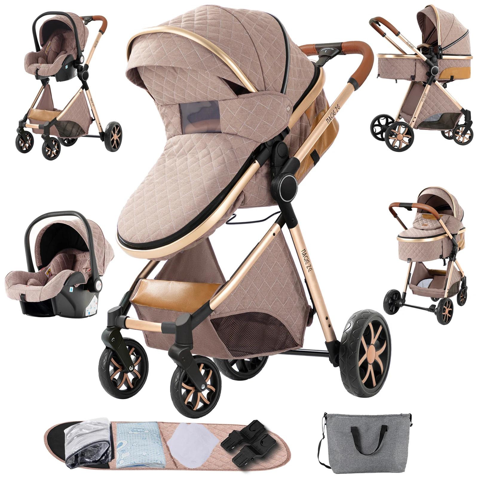 Warm 3 in 1 Baby Stroller with Car Seat Luxury Baby Pram High Landscape Infant Pushchair Lightweight